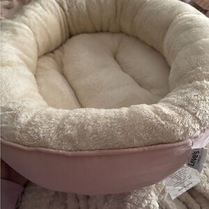 Pink and Cream Round Donut Cat Bed